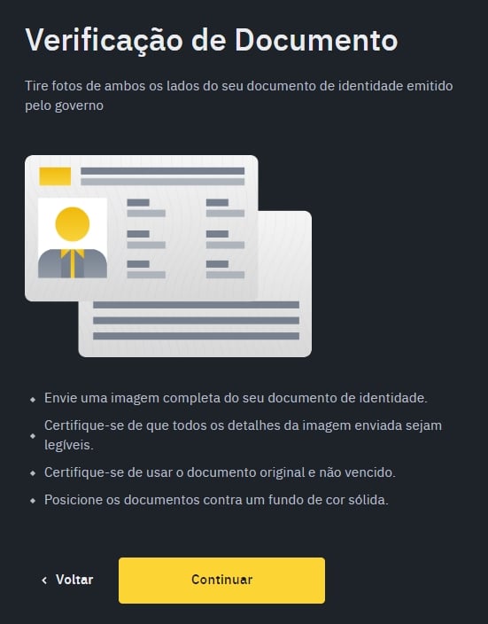 verificação documento binance